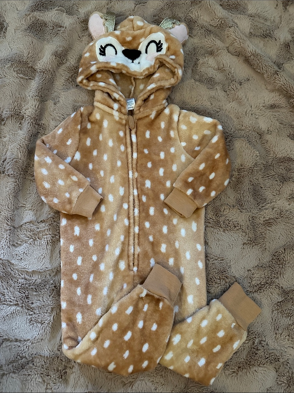 Kids' Fawn One-Piece Hooded Pajamas, or costume, 2T